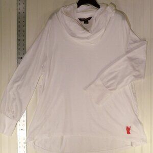Rebecca Bonbon White Long Sleeve Red Cat Shirt 3X